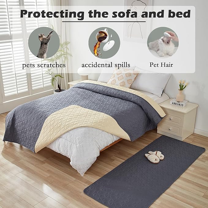 Waterproof Dog Bed Cover Pet Blanket, Soft Pet Couch Covers for Sofa Washable, Bed Couch Sofa Furniture Protector for Puppy Cat Kids (Grey,210 * 260 CM)