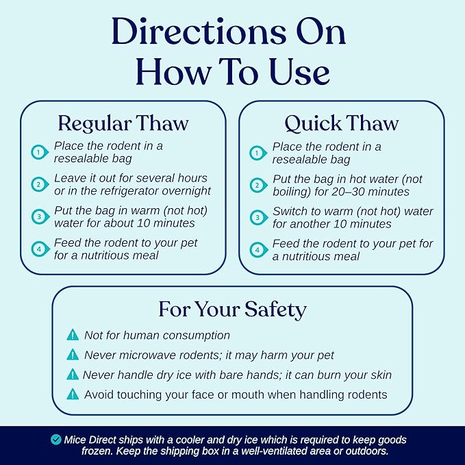 MiceDirect EST. 2003 5 Frozen Rat Medium Feeders Snake Food for Adult Ball Pythons Monitors Lizards (6-8 in)(No Flavors)