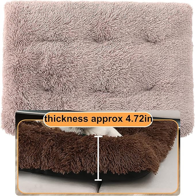 Dog Crate Mat, Dog Bed for Large Dogs, Comfy Fluffy Kennel Pad Anti-Slip for Dog beds & Furniture, Quilted Dog Bed for Pets for Medium/Small Dogs Cats (Color : Brown, Size : 48x33)