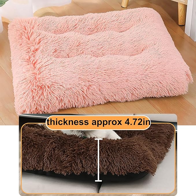 Dog Crate Mat, Dog Bed for Large Dogs, Comfy Fluffy Kennel Pad Anti-Slip for Dog beds & Furniture, Quilted Dog Bed for Pets for Medium/Small Dogs Cats (Color : Pink 2, Size : 30x21)