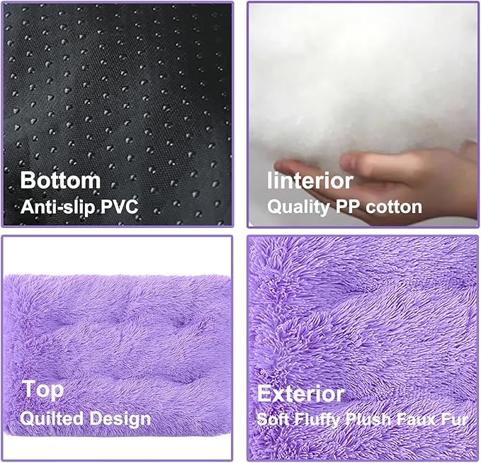 Dog Crate Mat, Dog Bed for Large Dogs, Comfy Fluffy Kennel Pad Anti-Slip for Dog beds & Furniture, Quilted Dog Bed for Pets for Medium/Small Dogs Cats (Color : Purple, Size : 43x29)