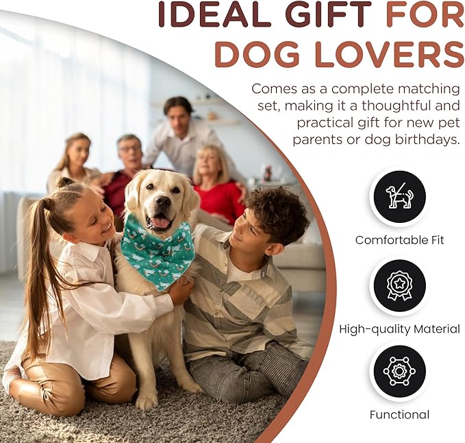 No Pull Harness and Leash Set - 6-in-1 Adjustable Vest Harness and Collars for Medium and Large Dogs. (Tile Unicorn, Medium)