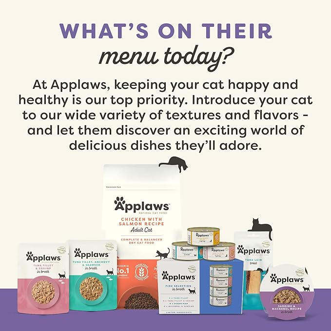 Applaws Natural Wet Cat Food in Gravy, Limited and Natural Ingredients, High Protein with No Artificial Additives, Variety Pack in Gravy (8X 2.12 oz Easy-Open Cups)