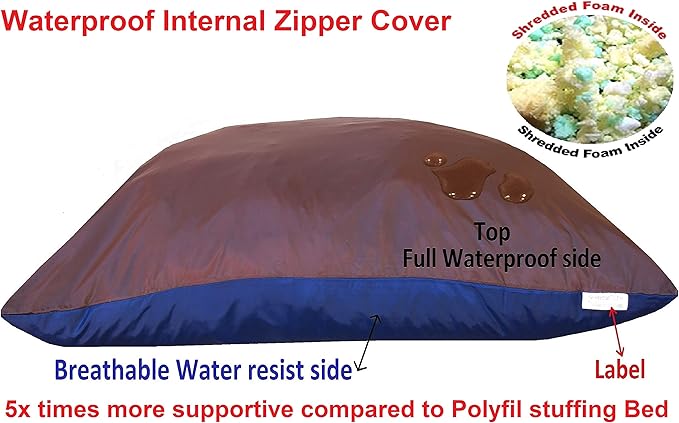Dogbed4less XL Memory Foam Dog Bed Pillow with Waterproof Liner and Durable Pet Bed Canvas Cover 40X35 Inches, Black