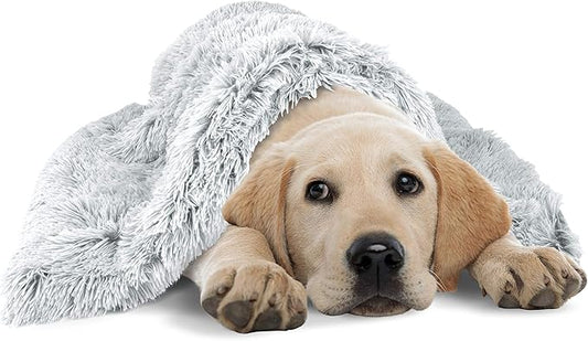 The Dog’s Blanket – Faux Fur Dog Blanket, Ice White, Large, 28x42
