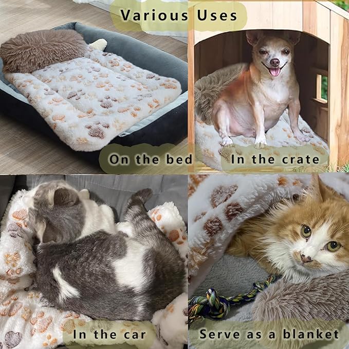 Crate Mat With Pillow, Warm Kennel Liner Blanket Plush Bed for Large Dogs, Mattress for Pet Dreams 35x26 Inches
