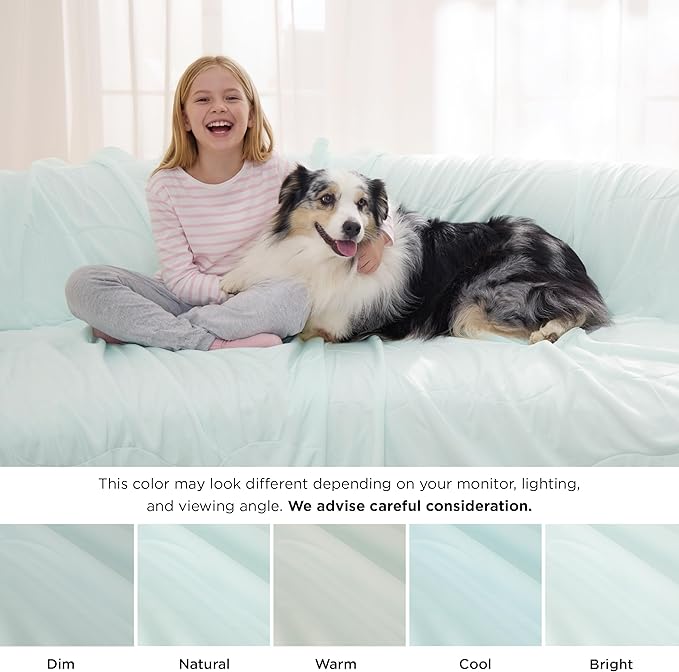 Bedsure Cooling Blanket for Medium Dogs with Breathable Air-Core Fill Q-MAX>0.4 - Dog Cooling Mat Soft, Lightweight Pet Cat Throw Cold Blanket Washable for Summer, Pale Jade, 30x40