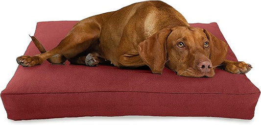 Small - 30 x 20 x 4 - Cranberry Premium Organic Hemp Dog Bed - Organic Latex Fill - Removeable Cover