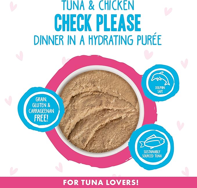 Weruva B.F.F. Play - Best Feline Friend Paté Lovers, Aw Yeah!, Tuna & Chicken Check Please! with Tuna & Chicken, 2.8oz Can (Pack of 12)