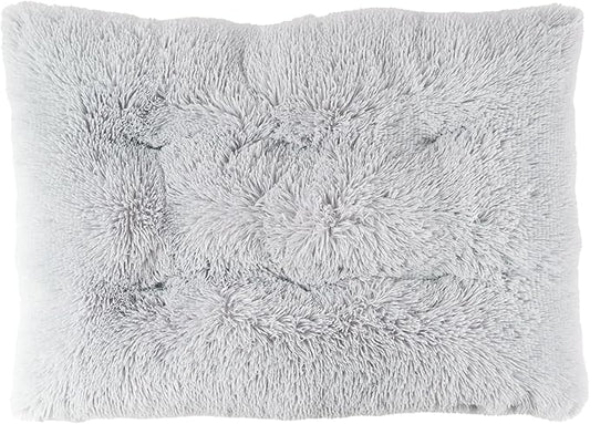 Washable Crate Beds for Medium Dogs Calming Sleeping Anti Anxiety,Fluffy Soft Cozy Comfortable Dog Crate Bed for Travel Car Truck Rectangle Kennel Cage（31x22x4.5 inches，Light Grey）