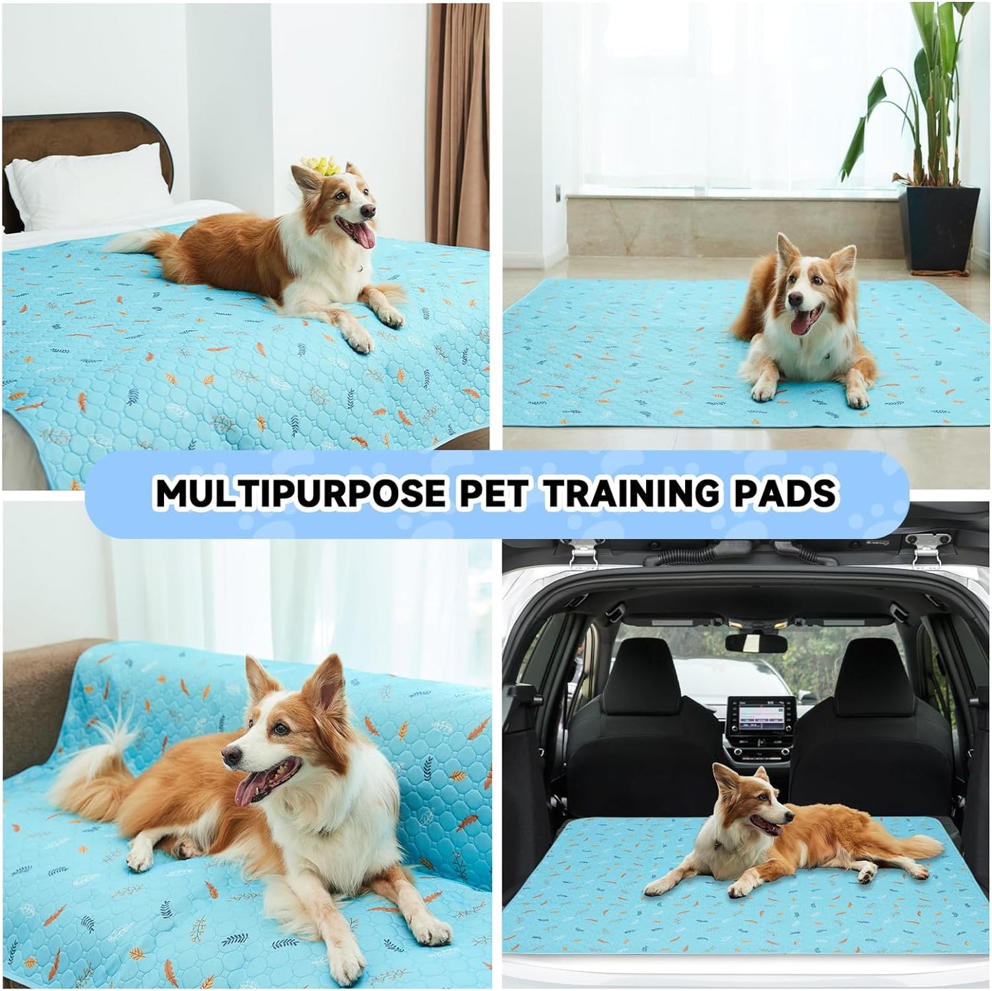 Sunheir Washable Pee Pads for Dogs Extra Large 36" x 72" 2-Pack, Reusable Puppy Pads Pet Training Pads, Waterproof Dog Pee Pads for Crate, Whelping Pad, Non-Slip Protects Against Urine Leakage