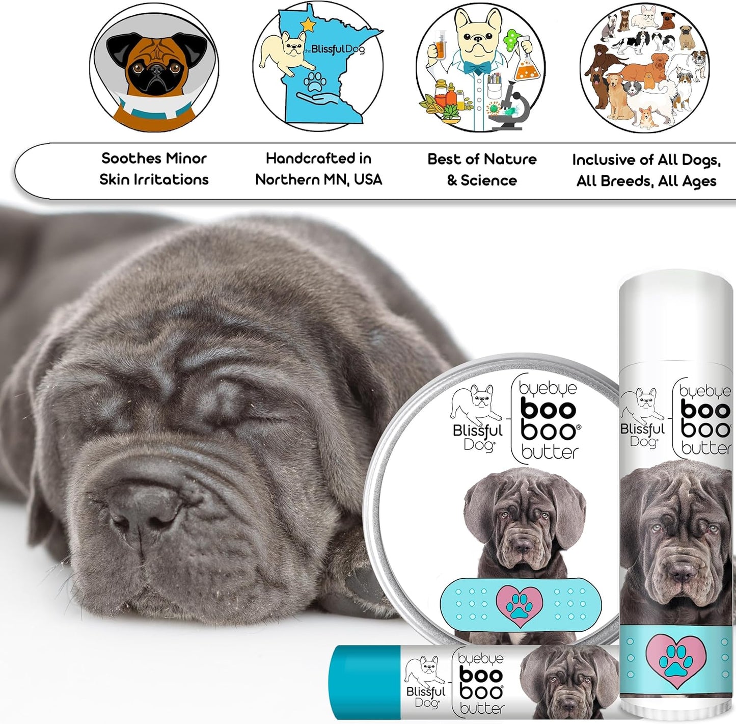 The Blissful Dog .15 oz Tube Neapolitan Mastiff Booboo Butter