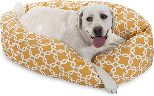 Majestic Pet Links Sherpa Bagel Bed, Large, Yellow