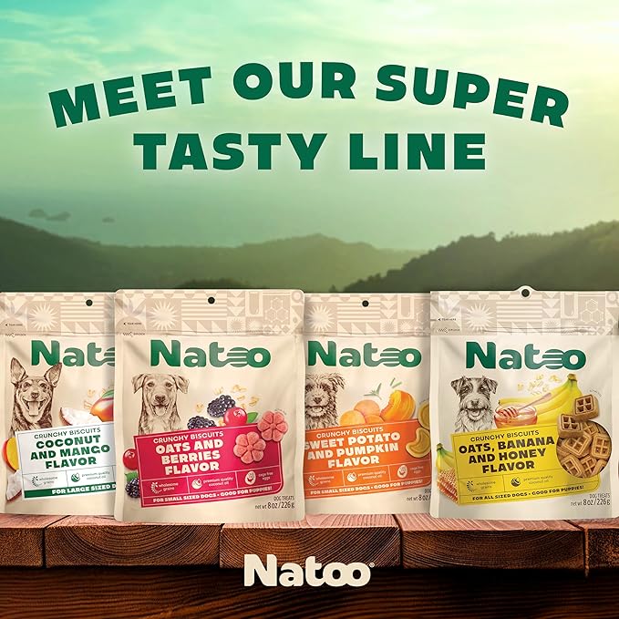 NATOO Biscuits for Small Dogs & Puppies Crunchy Dog Treats, Sweet Potato & Pumpkin Healthy Natural Canine Biscuits, Rich in Omega 6, Prebiotics & Fiber, Antioxidants for Immunity (8 oz)