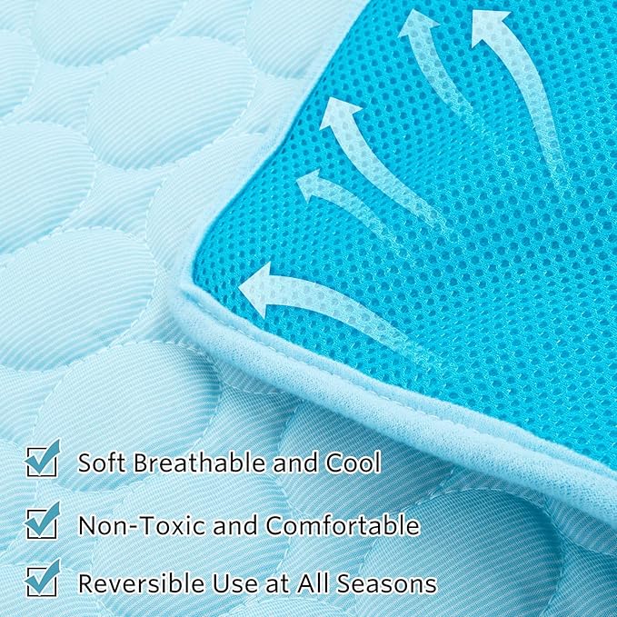 SHEJIZE Dog Cooling Mat Dog Cooling Pad Self Cooling Blanket, Washable Cooling Mat for Dogs, Pet Cooling Mat Keeps Pets Cool in Summer Heat, Resuable Fabric Cooling Mat (Blue, 28x40inch)