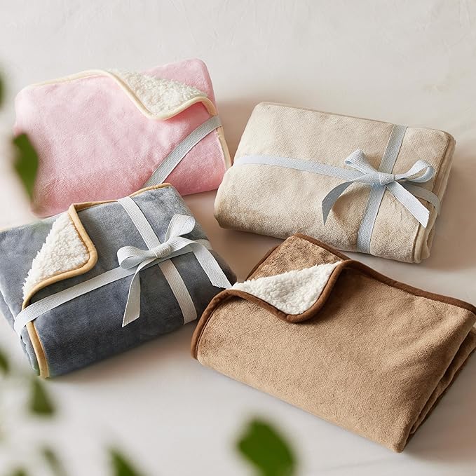 Bedsure Cat Blanket for Indoor Cats - Waterproof Calming Cat Blankets for Couch Protection, Sherpa Fleece Pet Blanket, Soft Plush Reversible Throw Furniture Protector, 40"x30", Cream