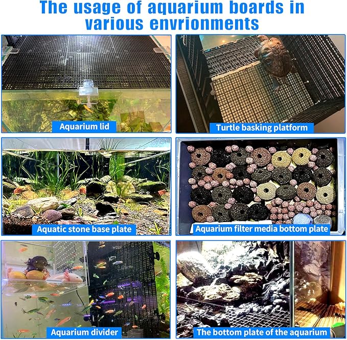 8pcs Fish Tank Divider with 10 pcs Suction Cups DIY Adjustable Aquarium Divider Filter Bottom Fish Tank Isolation Board Egg Crate