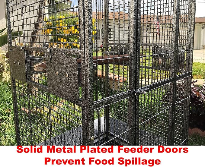 Castle PlayTop Parrot Cage - 32" W x 23" L x 66" H for Large Macaws Cockatoos African Grey Amazon (32" W x 23" L x 66" H, Black Vein)
