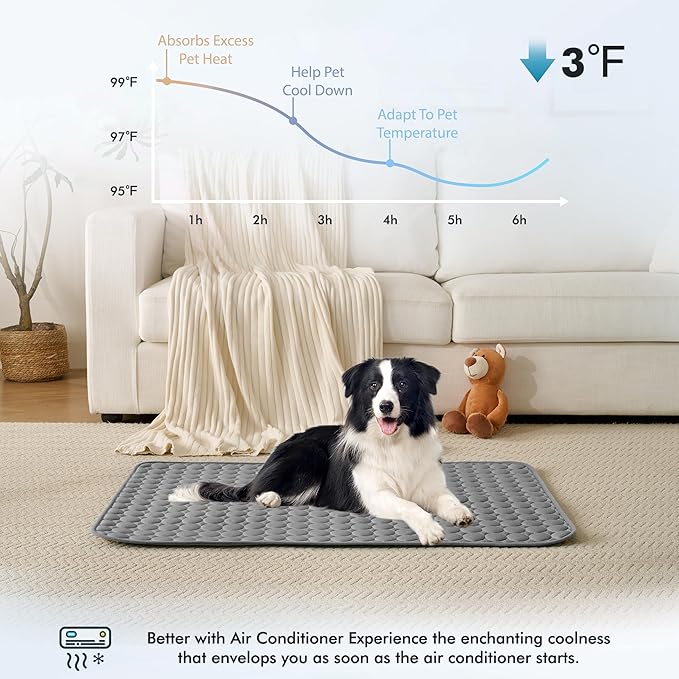 MICROCOSMOS Summer Cooling Mat & Sleeping Pad- Water Absorption Top, Materials Safe, Easy Carry, EZ Clean. Keep Cooling for Pets, Kids and Adults.(Drak Grey, 24" x18")