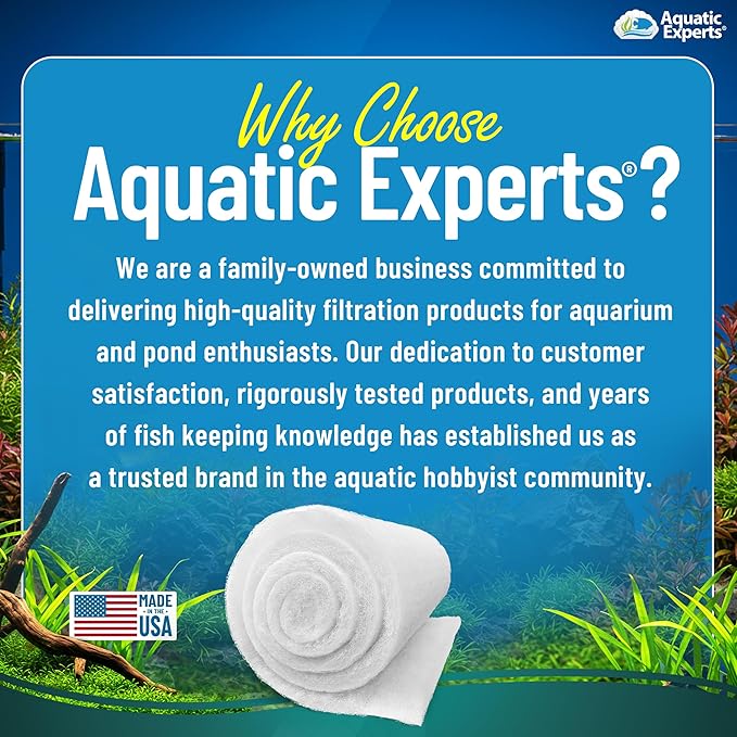 Aquatic Experts Aquarium Filter Floss for Fish Tank Filters - FilterFirst Aquarium Filter Pad - Media Roll for Crystal Clear Water, 3/4" - 1" Thick (24 Inch Wide, 72 Inch Long)