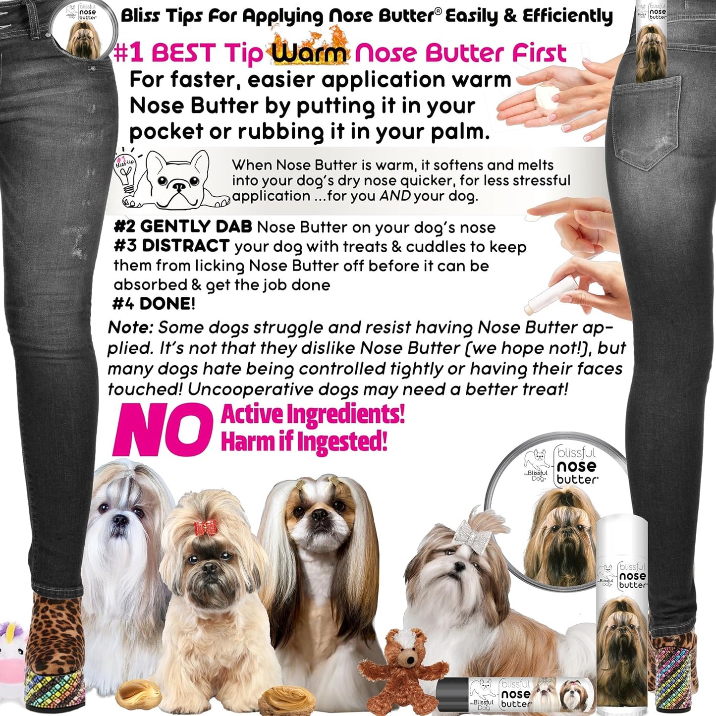 The Blissful Dog UNSC-SHIHTZU-16OZ Shih Tzu Unscented Nose Butter, 16-Ounce