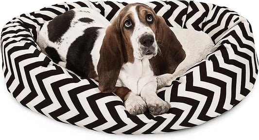 Majestic Pet Chevron Sherpa Bagel Bed, Black, 32-Inch