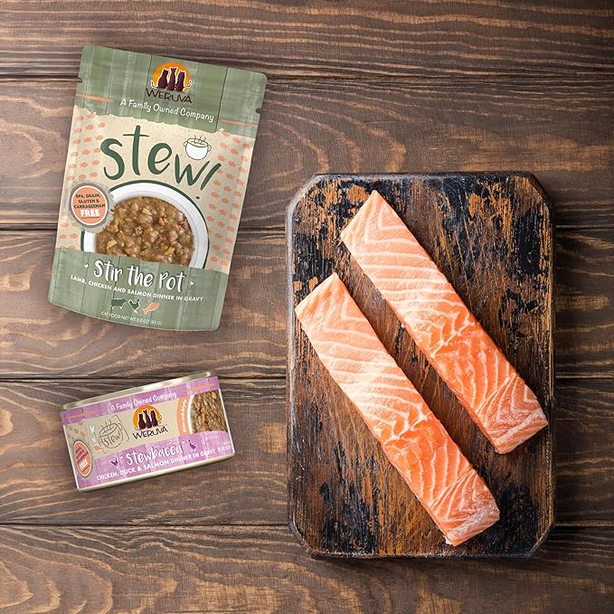 Weruva Classic Cat Stews!, Stewbacca with Chicken, Duck & Salmon in Gravy, 5.5oz Can (Pack of 8)