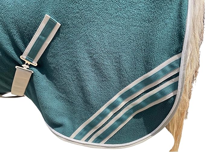 Majestic Ally Anti Pill Fleece Horse Blanket/Sheet with Silver Braided Rope (Hunter Green, 70)
