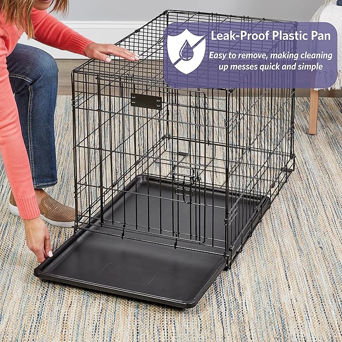 MidWest Homes for Pets 24-Inch iCrate for Small Breeds, 12-20 lbs, Single Door Folding Dog Crate with Divider Panel, Leak-Proof Tray & Secure Latch, Portable, Durable & Easy to Assemble
